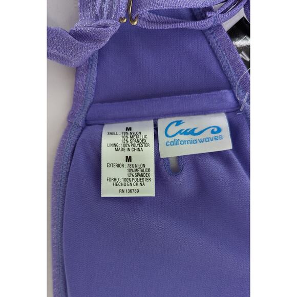 Juniors Purple Metallic Bikini Bandeau Top Convertible - Picture 7 of 10